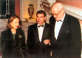 Michael Wynne-Parker with HRH Prince Andrew and Valerie Mitchell, Dartmouth House, London